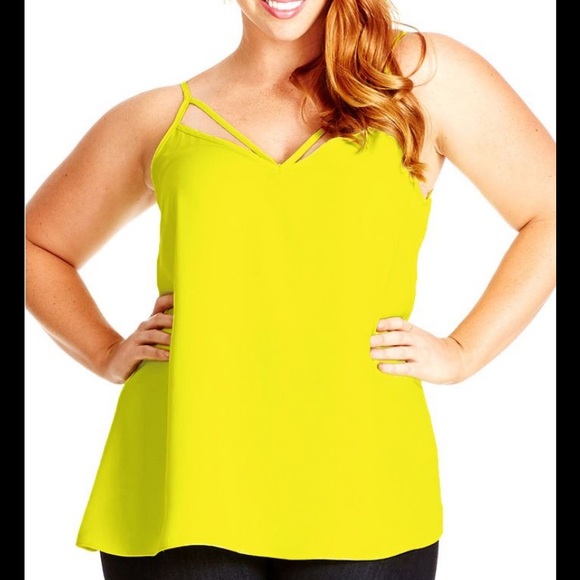 NWT XS / 14W Citron STRAPPY WOVEN CAMI CITY CHIC - Picture 8 of 16